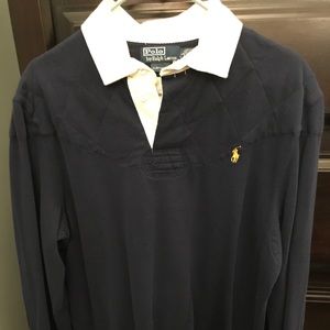 Men’s rugby style long sleeve polo shirt